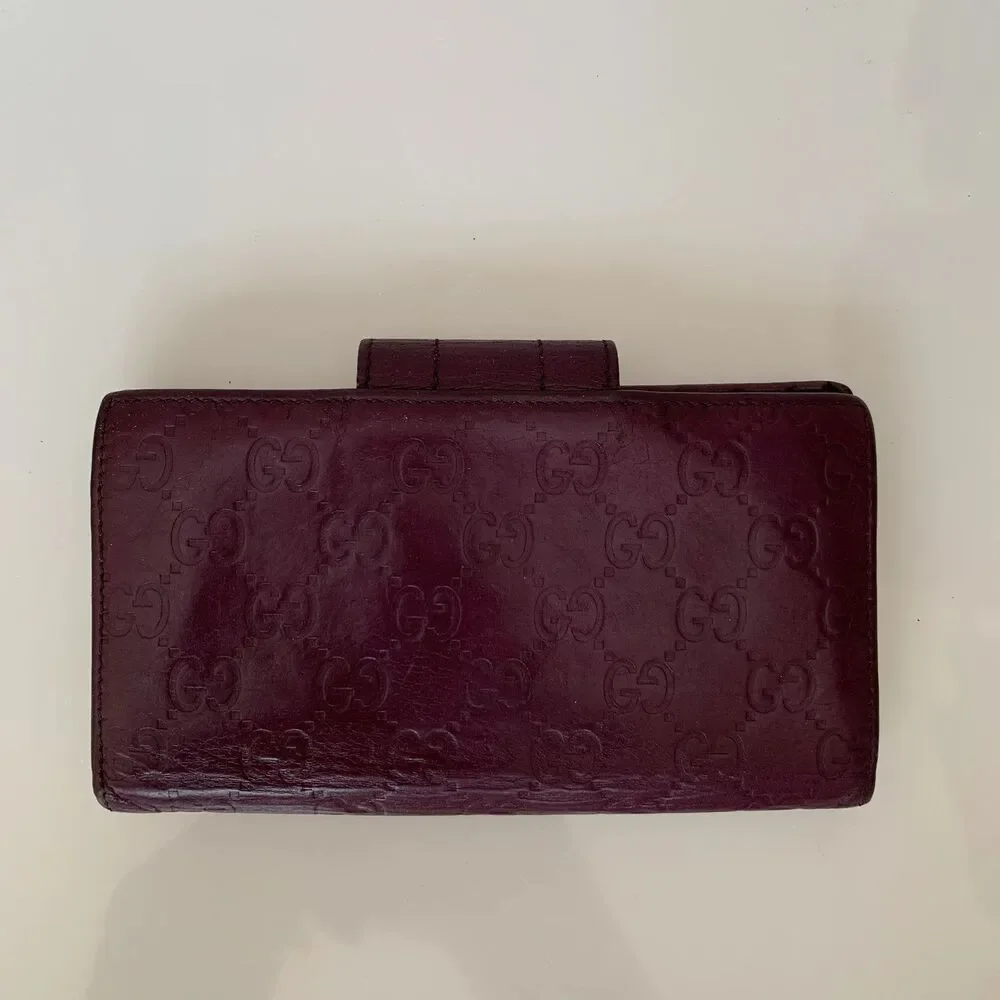 Gucci Women’s monogram guccissima purple leather wallet long authentic with COA - Picture 6 of 7